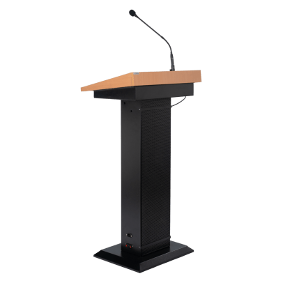 Fully Loaded Electronic Podium with Built-in PA System - Speakers, External Audio Connectivity, 2 Mics & IC Panel